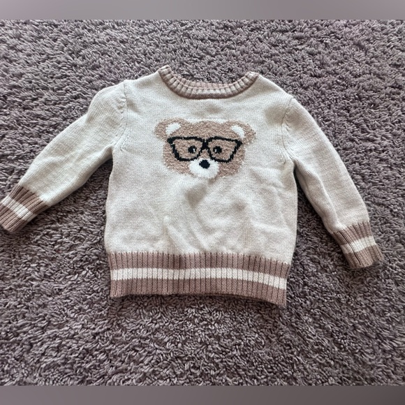 Cat & Jack Other - Preloved Cat & Jack Cream and Brown Knit Sweater